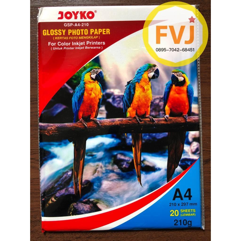 

20 lembar Kertas Foto / Glossy Photo Paper Joyko Tebal 210 Gr Gsm Gram