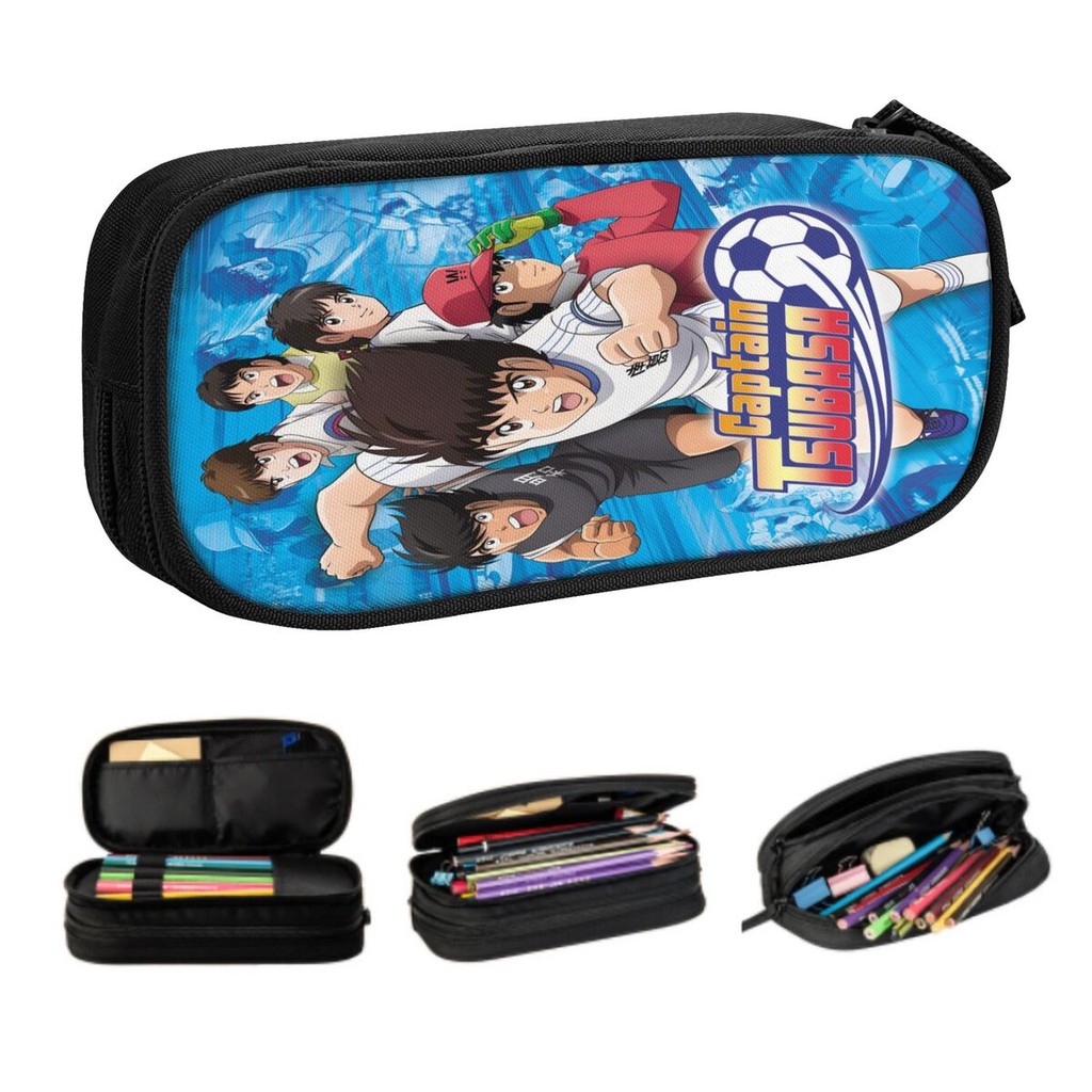 

Customized Japan Football Manga Captain Tsubasa Kawaii Pencil Cases Boys Gilrs Large Capacity Pencil Pouch Students Stationery