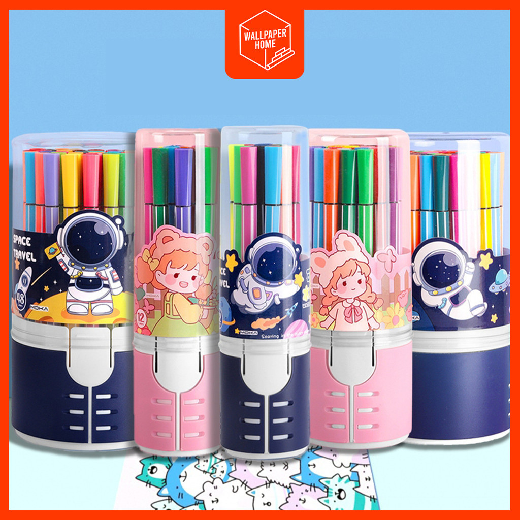 

Spidol Warna Warni 1 Set Hexagonal Watercolor Marker Pen 12/24 Warna