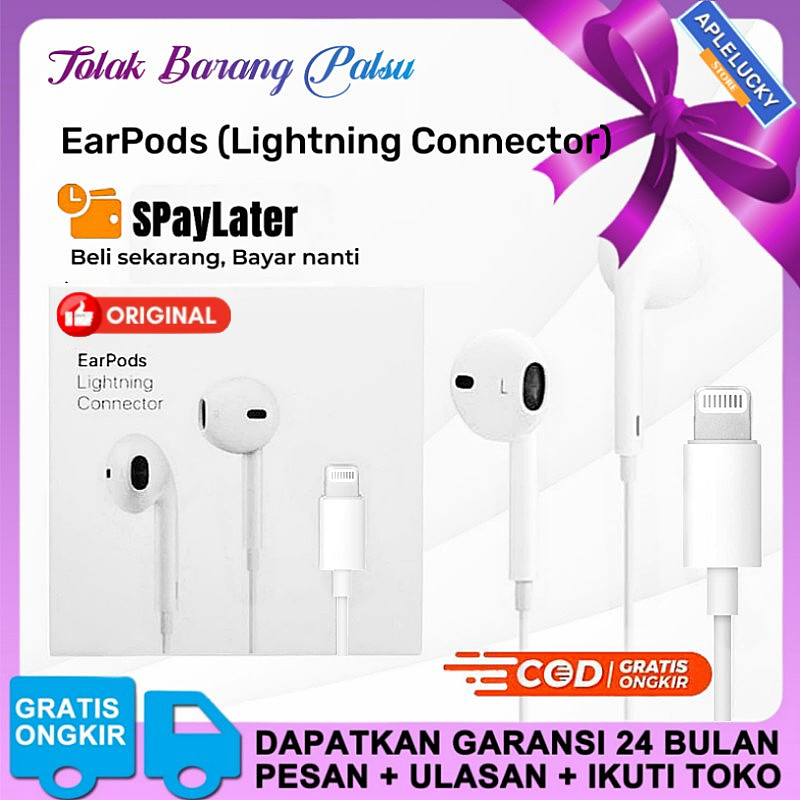 EarPods Lightning Connector Earphone Original 100% Garansi / Headset Headphone Earphones 12 Mini / 1