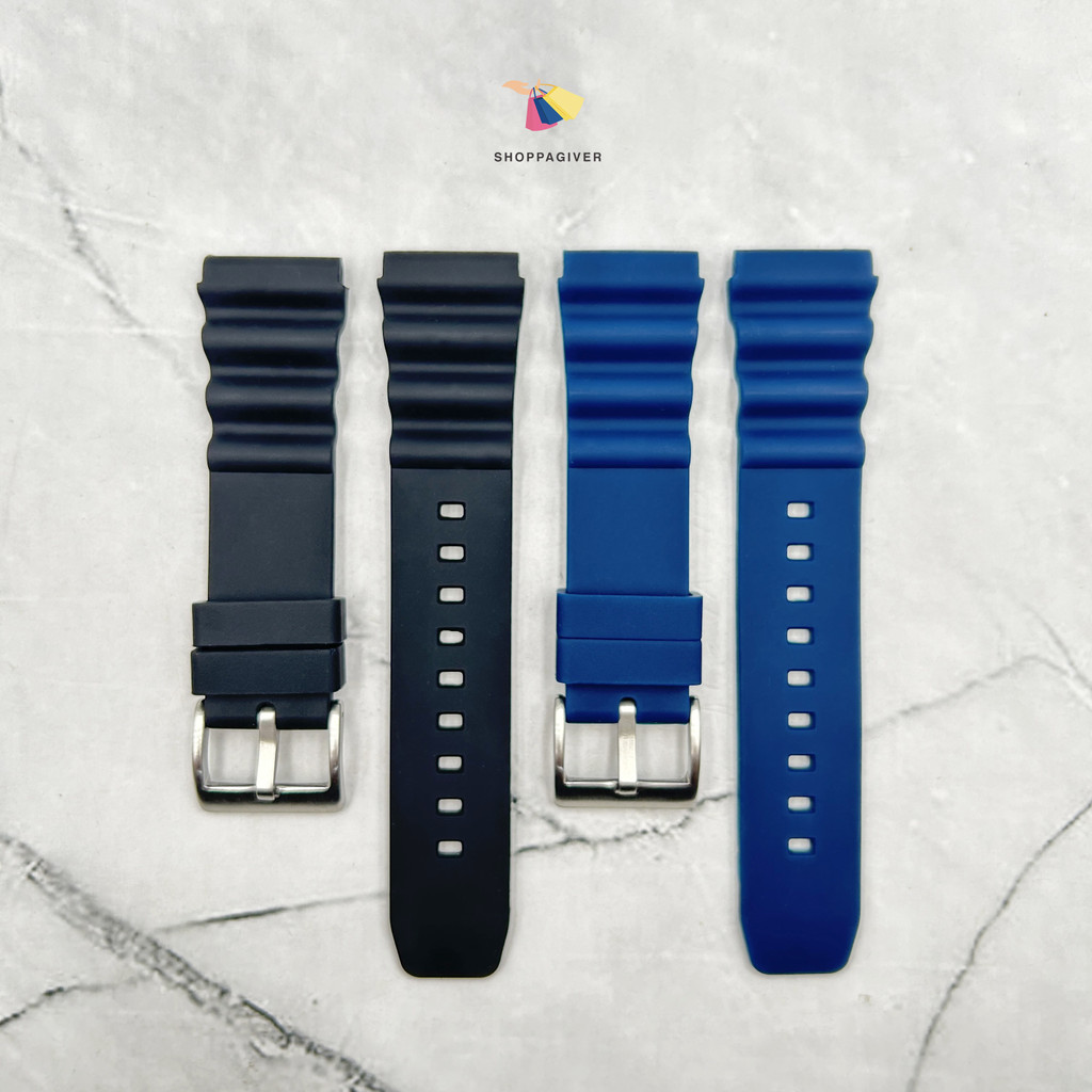 Strap Tali Jam Tangan Rubber Silicon Diver Strap Wave 22mm for Casio Seiko Turtle Style AC Alba etc
