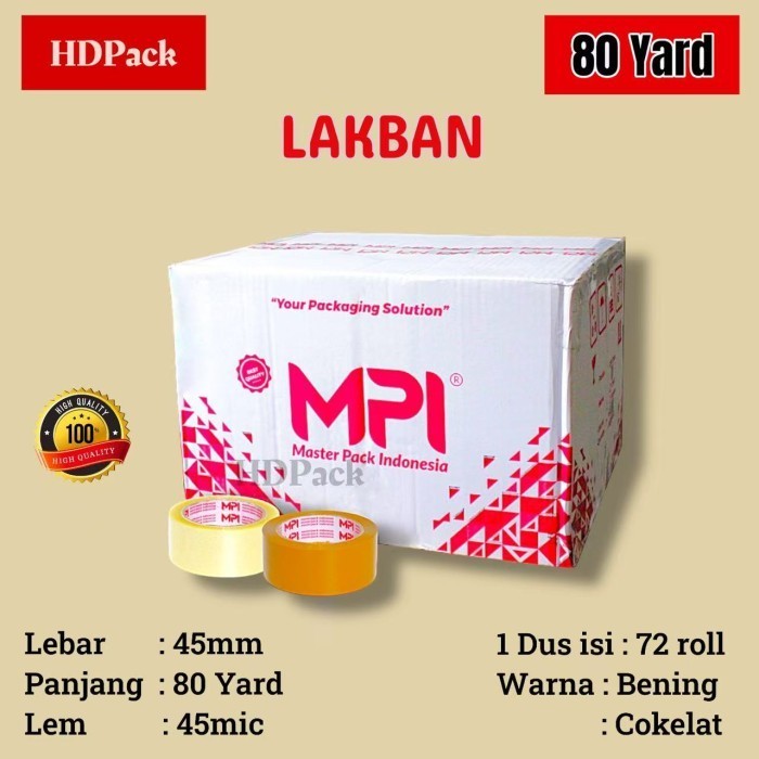 

( READY BATAM ) 80 Yard Lakban Bening - Lakban Cokelat MPI 80 yard FULL 1 DUS Isi 72 ROLL Sameday & Instant Delivery - BENING 80 YARD