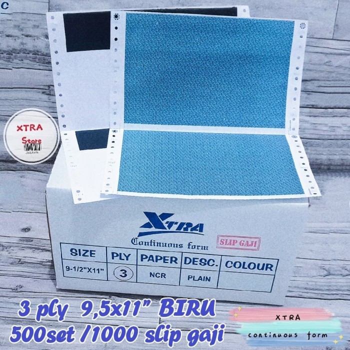 

best -kertas slip gaji carbonise biru 3ply 9.5x11"/2 isi 500set