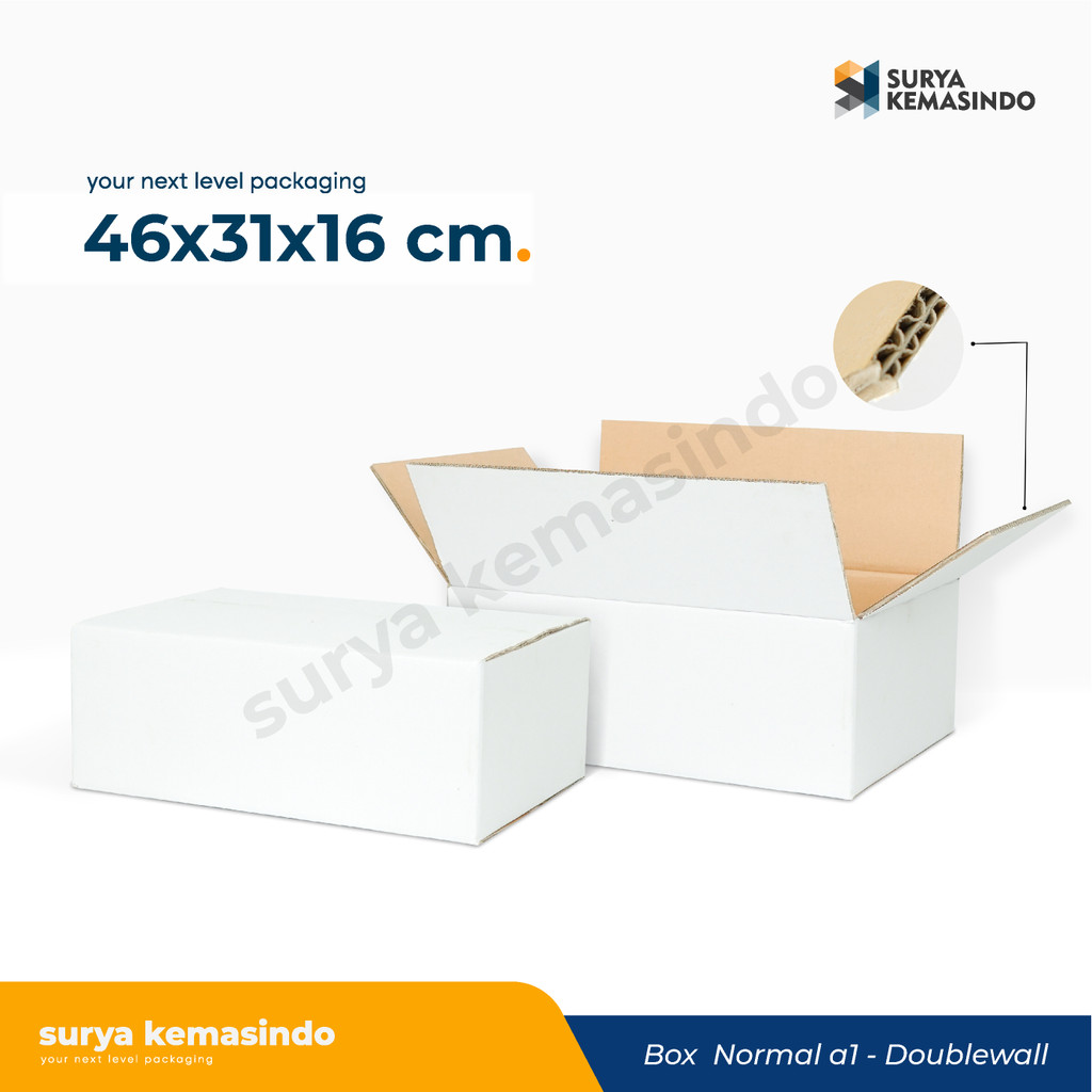 

Box 46x31x16 ( 18st OKAM ) BoxNormal/Amdk/Kotak/Packing/Kardus/A1/tinggi10/tinggi16