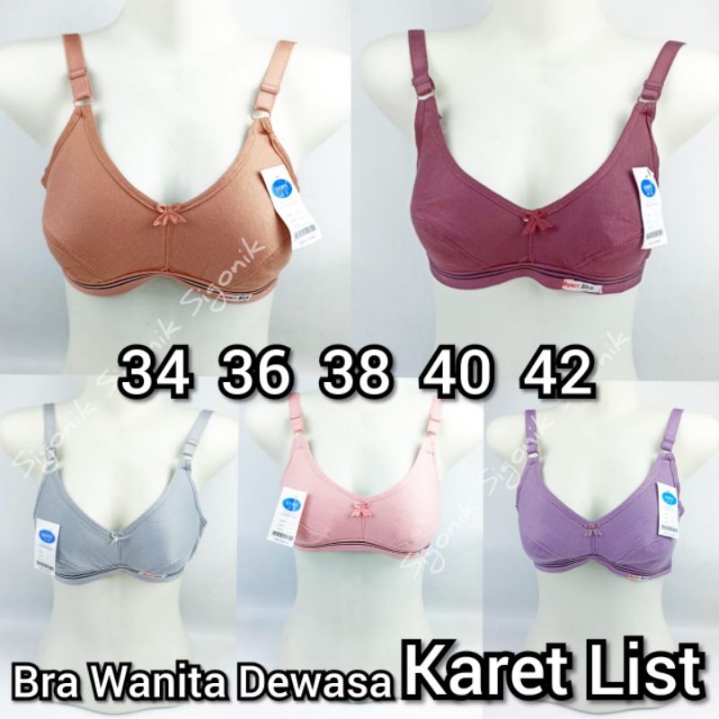 BH Bra Sport Wanita Dewasa Guffy Karet List 34 36 38 40 42 Tanpa Kawat Busa Pakaian Dalam Dalaman Ce