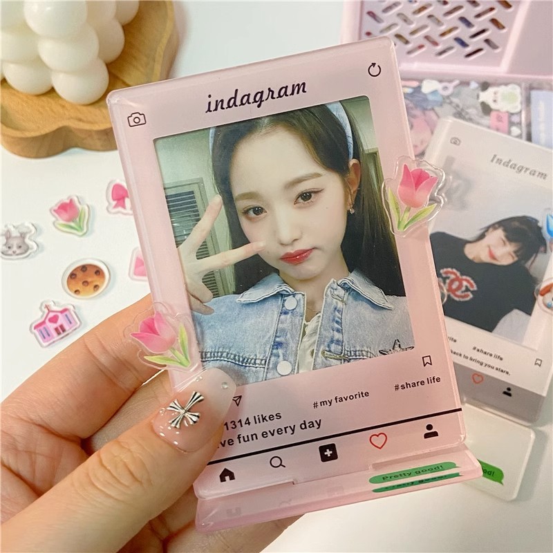 

1Pc 3 inch Acrylic Photo Frame Kpop Idol Cards Display Stand Photocard Frame Holder Card Displaying Accessory Desktop Ornament
