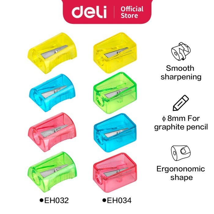 

Rautan Pensil Deli EH032 EH034 1 Lubang Warna Ceria untuk Pensil Grafit φ8mm