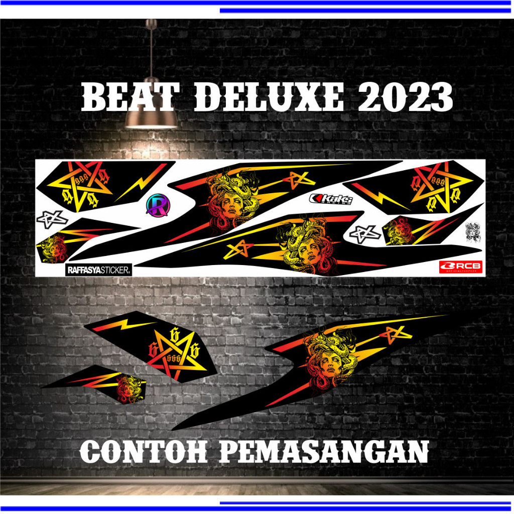 STRIPING VARIASI BEAT DELUXE MEDUSA MERAH KUNING TERBARU STRIPING