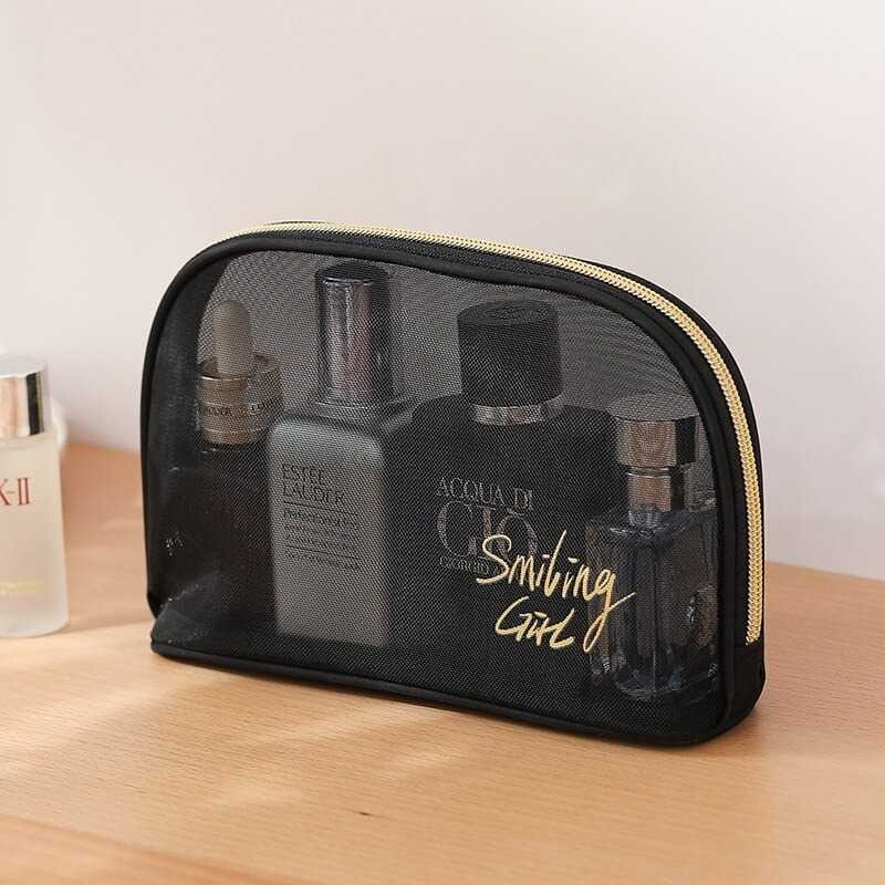 

Smiling Girl Tas Make Up Kosmetik Transparent Mesh Shell Bag - SMG5 -BESTINME