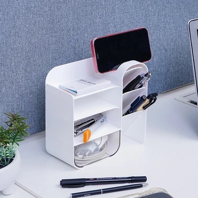 

BEST QUALITY Rak Penyimpanan Organizer Pulpen Meja Kerja Dengan Laci Aksesories - Putih