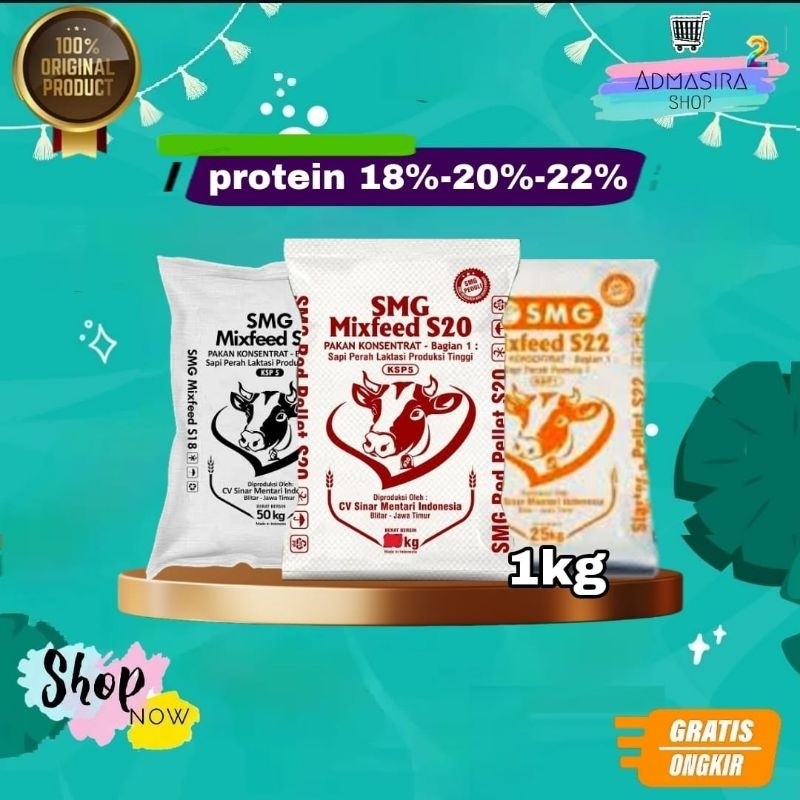 TERLARIS SMG Mixfeed S18 S20 S22 1kg Konsentrat Kambing Sapi Perah Laktasi Produksi Tinggi Protein 2