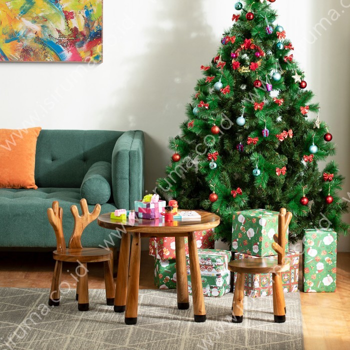 ISIRUMA - Meja Bulat Anak Meja Makan Kayu Trembesi DEERY TABLE