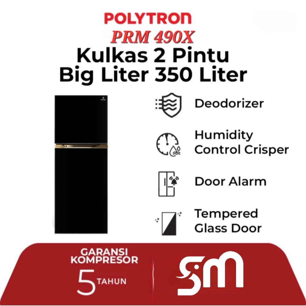 Kulkas Polytron 2 pintu PRM-490X PRM490X 350 Liter
