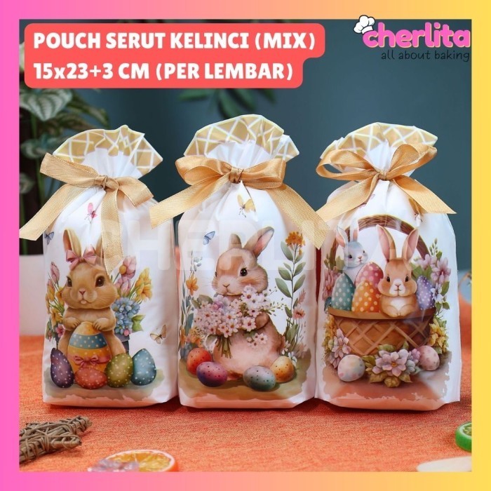 READY Pouch Serut Kantong Permen Telur Easter Paskah Lucu Packaging Cookies Kue Kering