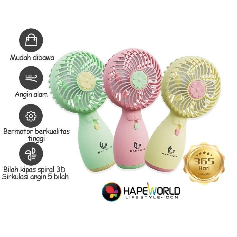 HAN RIVER Kipas angin portable / Kipas angin mini / Mini Fan USB charger