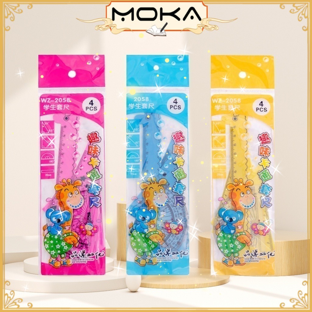 

MOKA PENGGARIS PLASTIK 1 SET 4 MODEL BENTUK HEWAN JERAPAH KARTUN LUCU 15CM GIRAFFE RULER MKA18