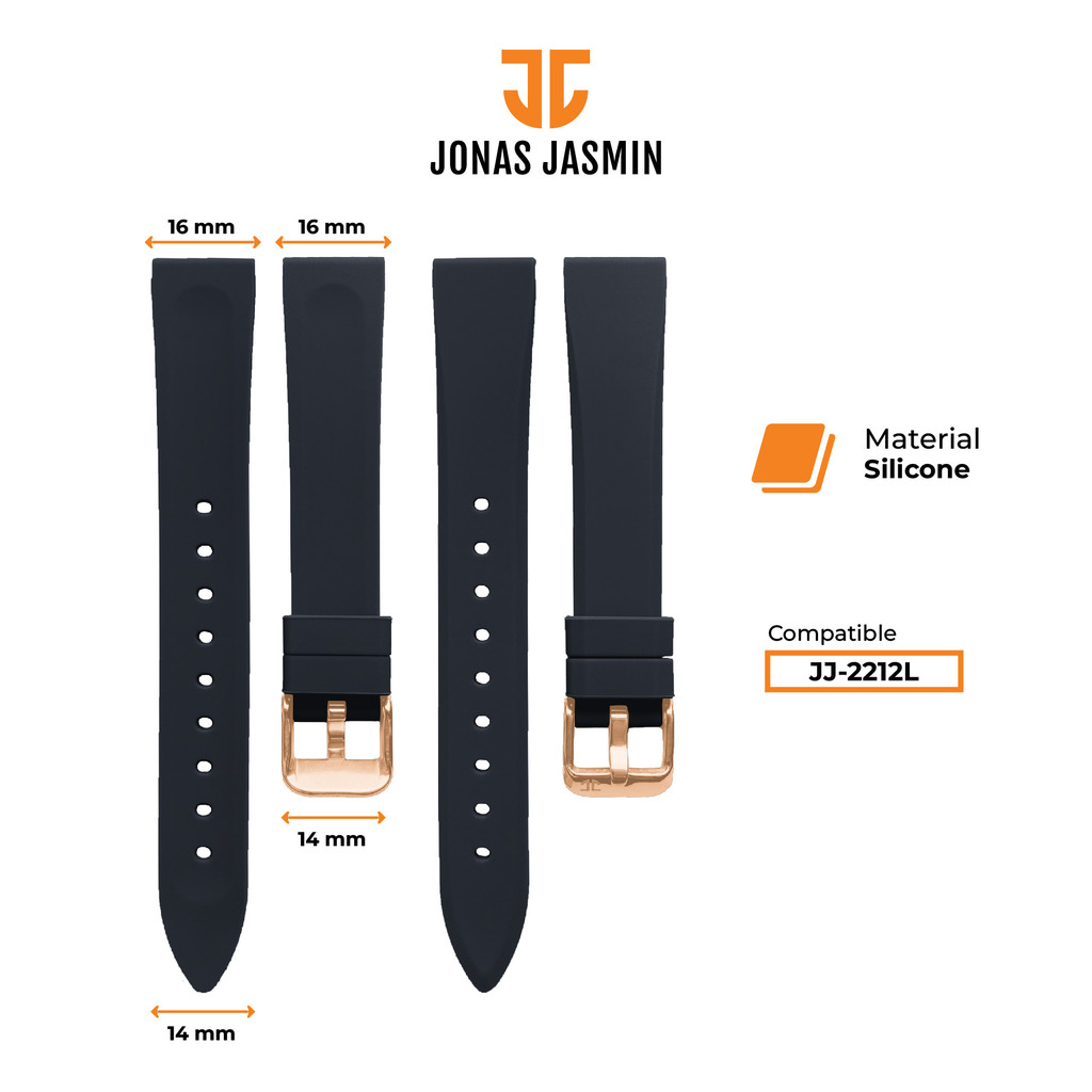 Tali Silicone Jam Tangan Jonas Jasmin JJ-2212L Original - Pengait Stainless Steel
