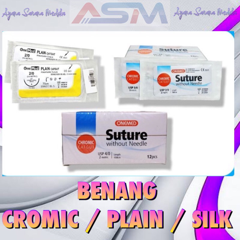 BENANG JAHIT CATGUT CHROMIC PLAIN SILK ONMED*