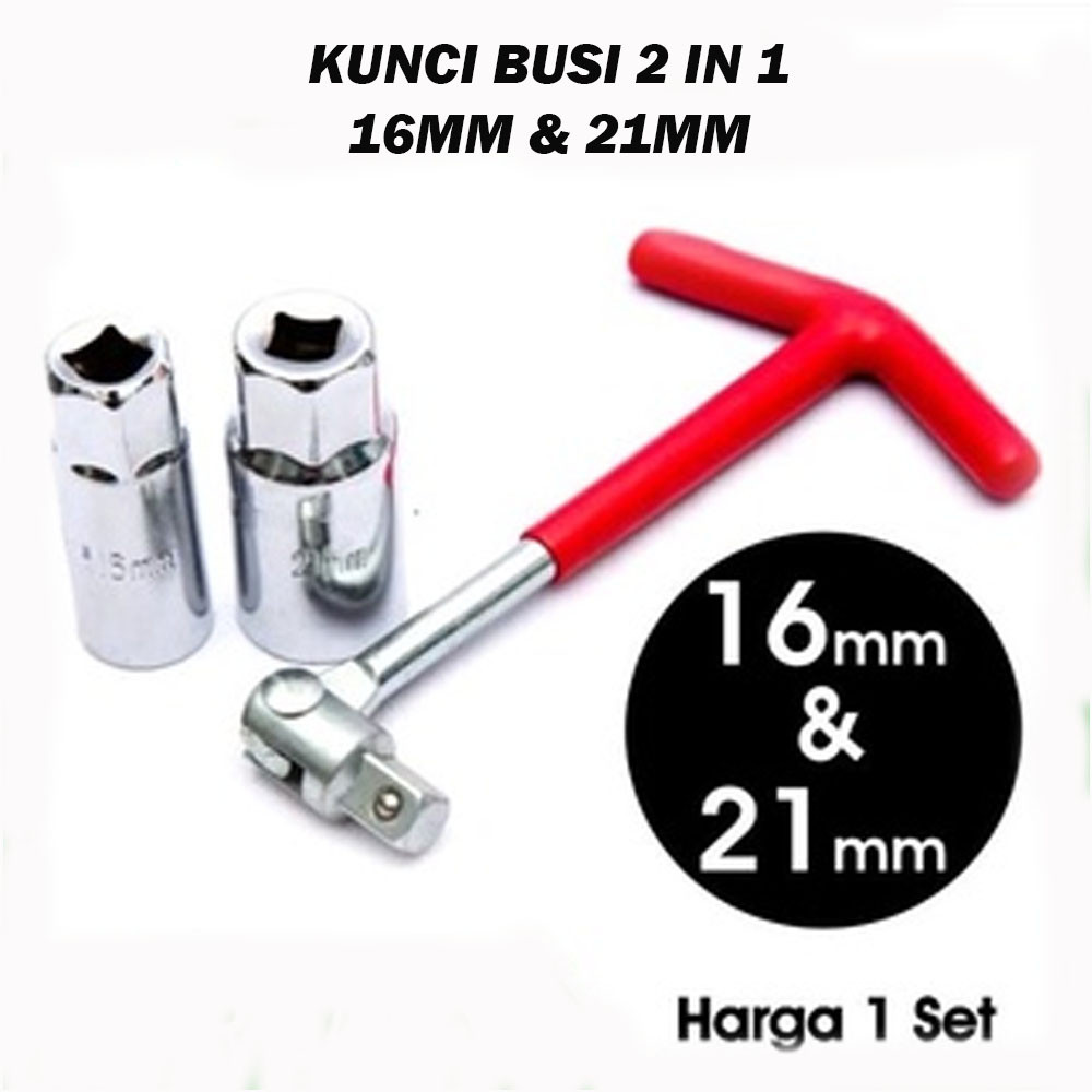 Kunci Busi 2 Mata 8 inch 16mm dan 21mm Fleksibel Kunci T Mobil Motor