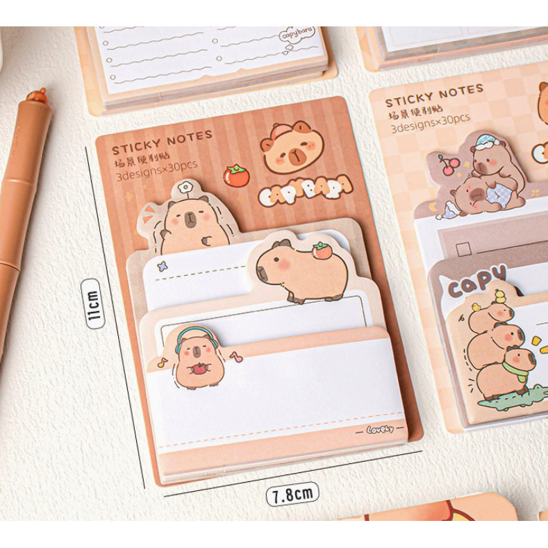 

Sticky notes 3in1 set daily life cartoon motif capybara