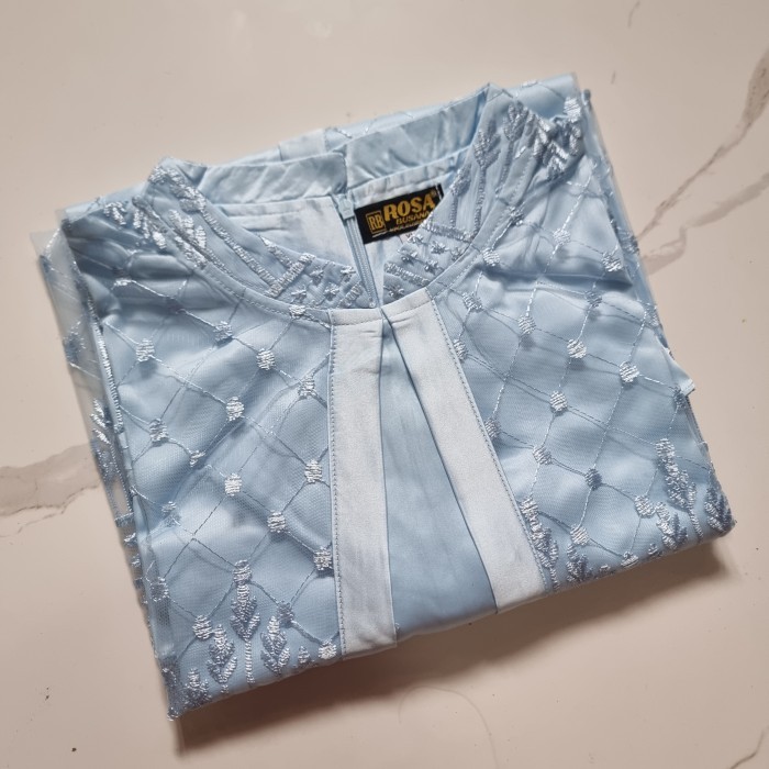 (TR01) Gamis Brukat Tule Model Rompi Depan Mix Bahan Satin Premium / Gamis Brukat Muslim / Gamis Kon