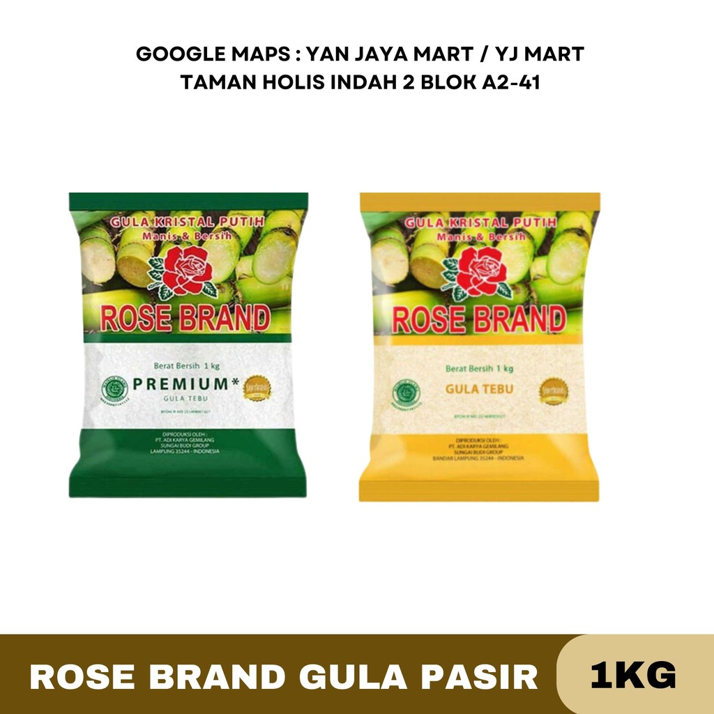 

Rose Brand Gula Pasir / Gula Tebu Crystal / Gula Tebu Asli / Gula / Crystal 1KG