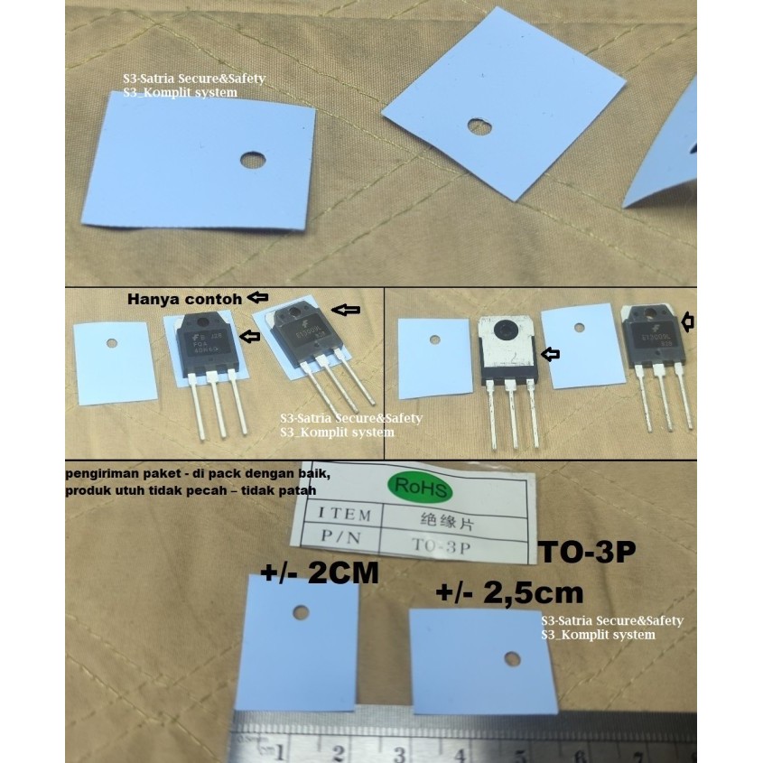 To-3P karet Isolator Rubber 2cm x 2,5cm alas Transistor TGAN 40N60 60n60 80n60 E13009L mje13009 To3P