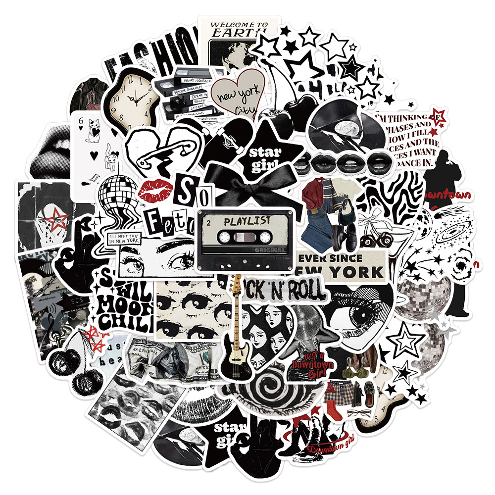 

50PCS Creative Black Y2K Creative Stickers Premium Phone Cases Laptop Water Cups Refrigerator Desktop Waterproof Stickers