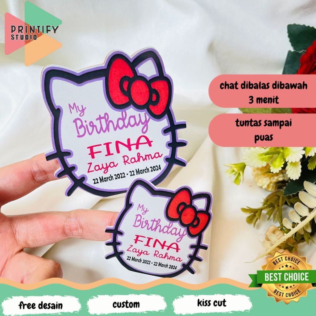 

Printify 9-15 Sticker Karakter Ulang Tahun Anak Stiker Label Hampers Ultah Birthday Bentuk Custom