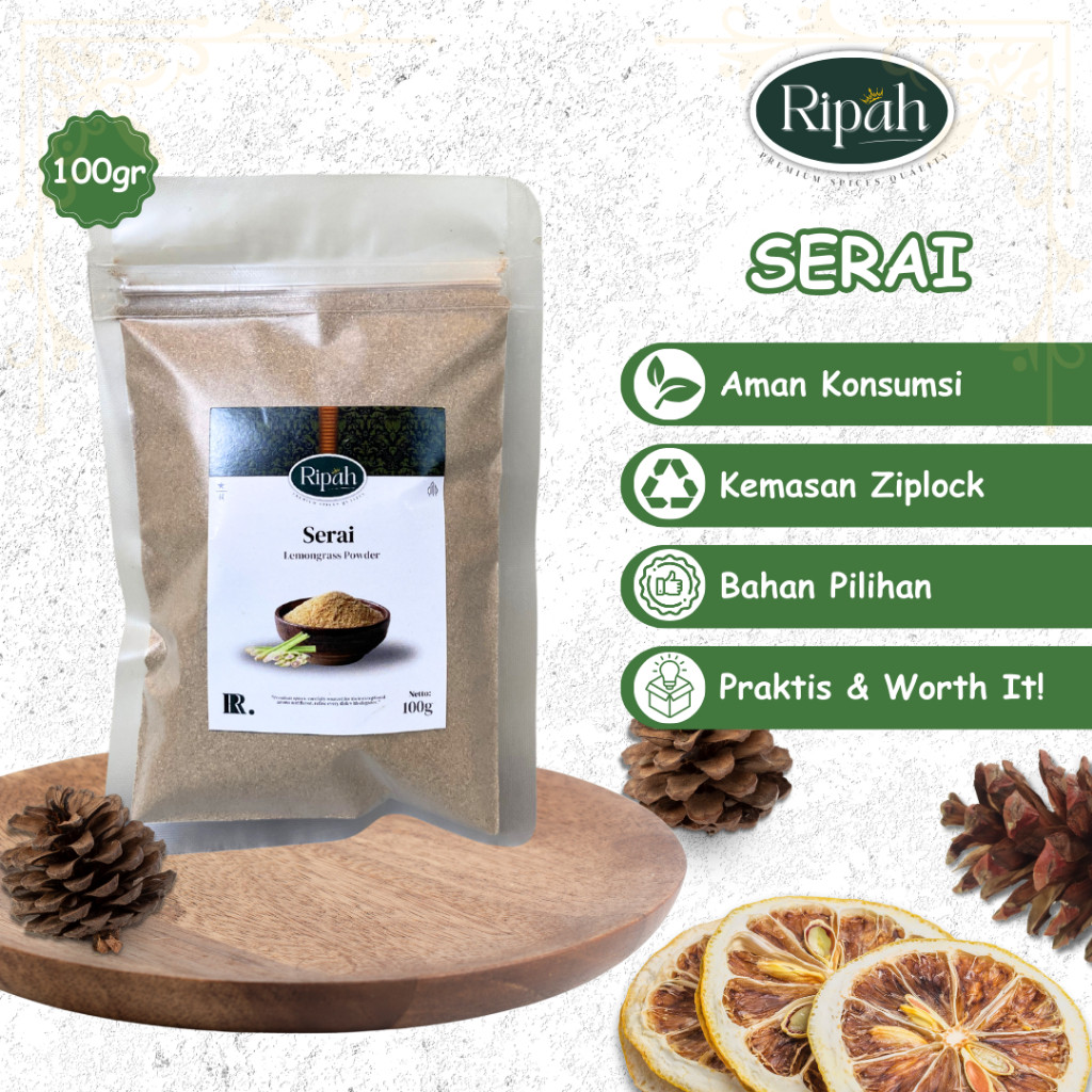 

100gr Sereh Bubuk / Serai Bubuk / Murni / Ground Lemongrass / Rempah / Ripah Rempah PREMIUM QUALITY