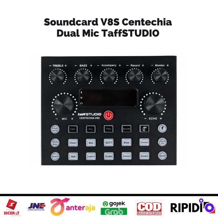 promo  -Soundcard V8S Amplifier Mixer USB Dual Mic Taffstudio - V8S Centechia