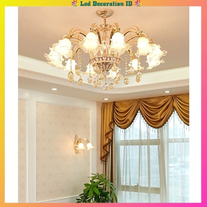 LAMPU HIAS GANTUNG KRISTAL BUNGA MEWAH / LAMPU GANTUNG RUANG TAMU