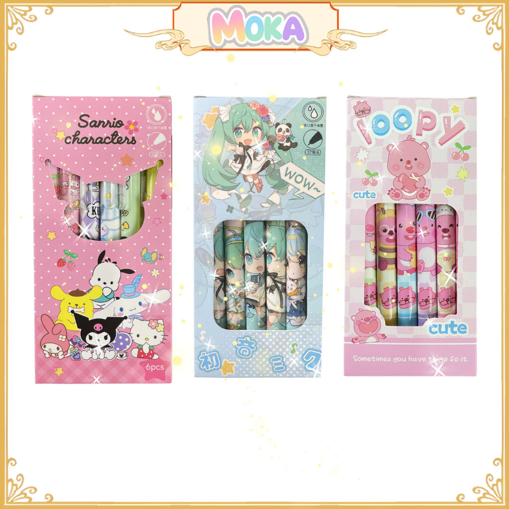 

MOKA Pulpen Gel Mekanik 1 Set Isi 6 Pcs Motif Karakter , Anime Dan Game Genshin Impact MKP26