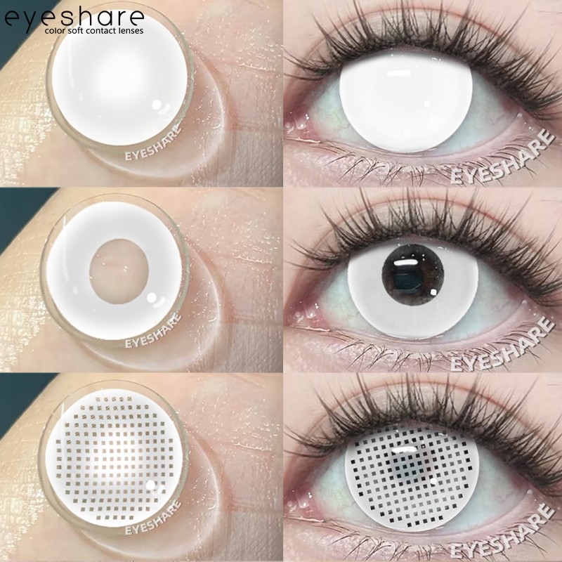 Eyeshare Softlens Cosplay Putih/Hitam Lensa Kontak Game Halloween Anime Lensa Kosmetik with case