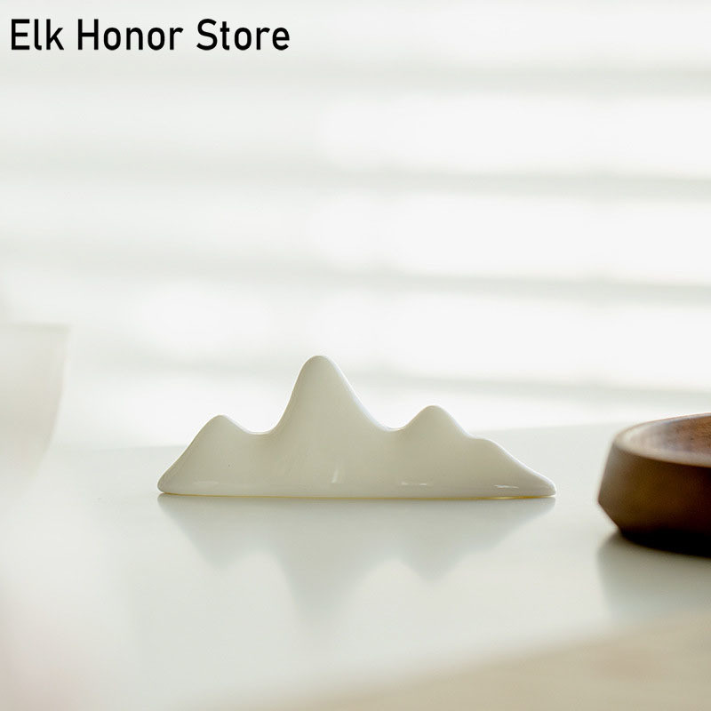 

Sheep Fat Jade Porcelain Pen Holder Creative View Mountain Pen Rack Study Treasures Calligraphy Brush Pen Support Accessories