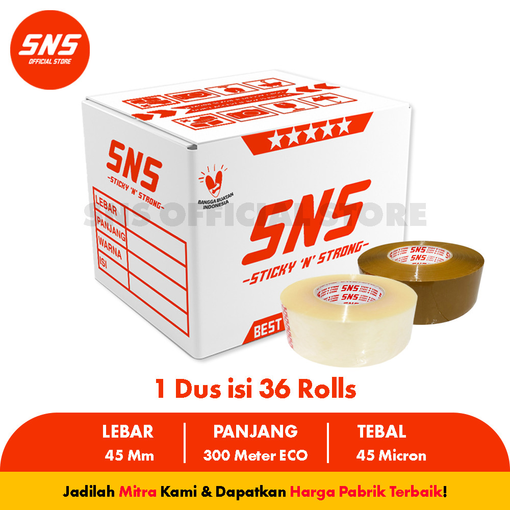 

(1 DUS / KARTON ) Lakban Bening / Coklat 500 Yard 300 Meter ECO x 45 mm - RAJA PACKING INDONESIA (KARGO)