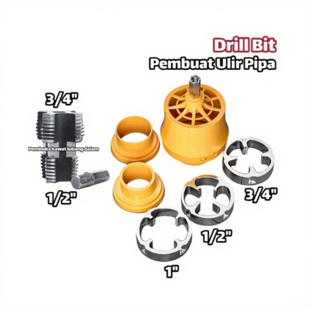 【COD】8 PCS  Alat Pembuat Senai Ulir Pipa 1" 1/2" 3/4" Senai Drat Ulir Cocok Untuk Latihan Listrik