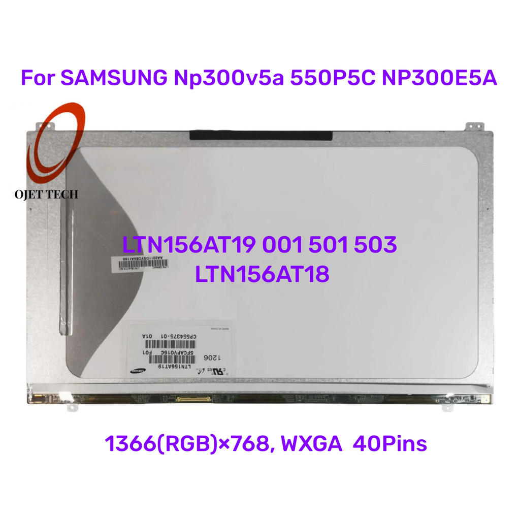 Original LTN156AT19 001 501 503 LTN156AT18 15.6 Slim LED For SAMSUNG Np300v5a 550P5C NP300E5A Laptop