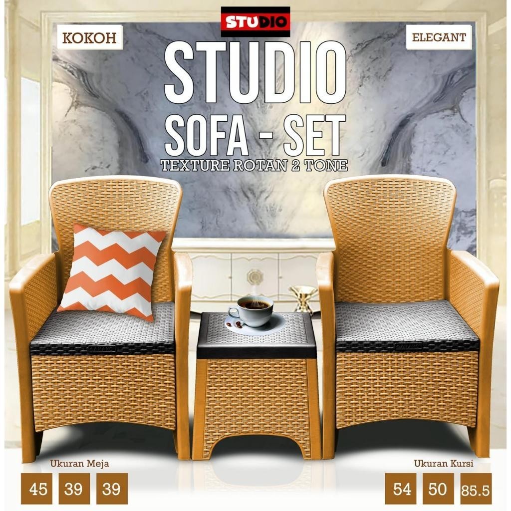 1 SET 2 KURSI SOFA + MEJA STUDIO -KURSI SET TERAS / KURSI SANTAI 2BH STUDIO BY AKAKO / PAKET MEJA TE