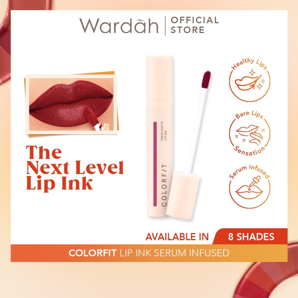 Wardah Colorfit Lip Ink Serum Infused Lip Cream Hasil Glossy Lipstik 4g Energy Shot Smart Cookie Go 