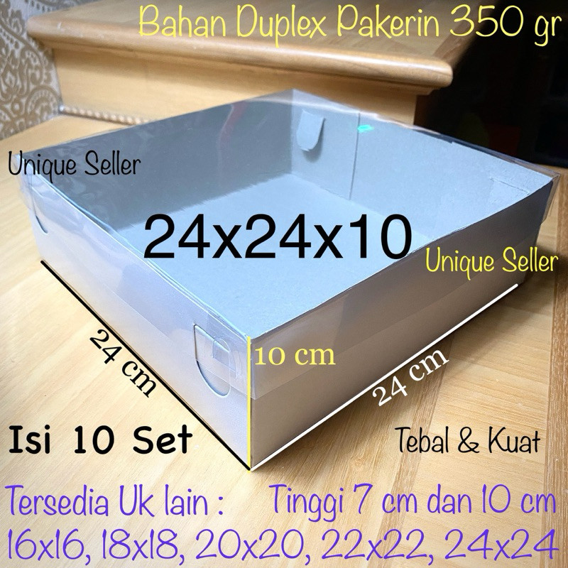 

[Isi10] Dus PUTIH Tutup Mika 24x24x10 cm / Dus Box Kotak Nasi Putih 24x24 x 10 cm / Dus Box Kotak Kue Tart 24x24x10cm / Dus Box Kotak Hampers 24 x 24 x 10 cm / Dus Box Kotak Puding Pudding 24 x 24 x 10 Tutup Full Mika