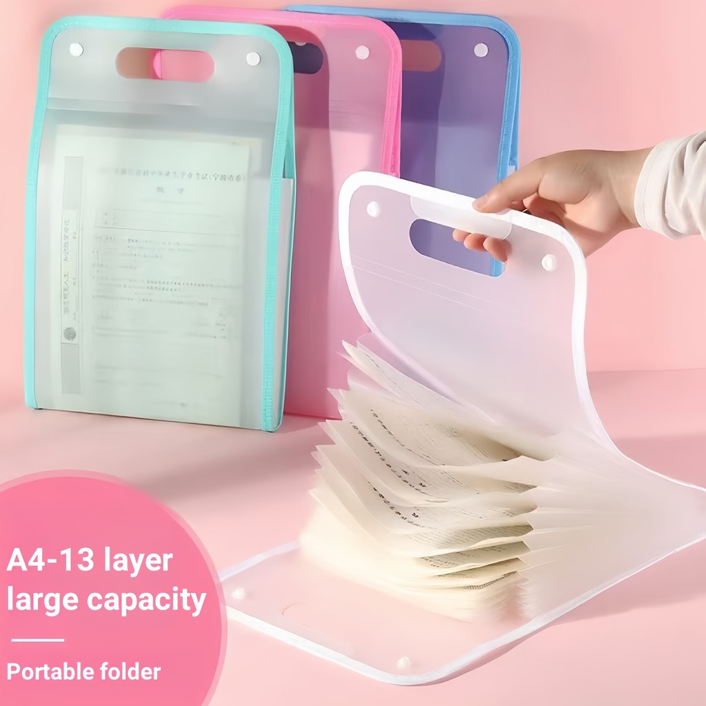 

File Organizer/Tas File Handle Warna Transparan Anti Air Multi Layer Folder Tas File 13 Sekat Map Tas Dokumen A4 Folder Map Kerja Document