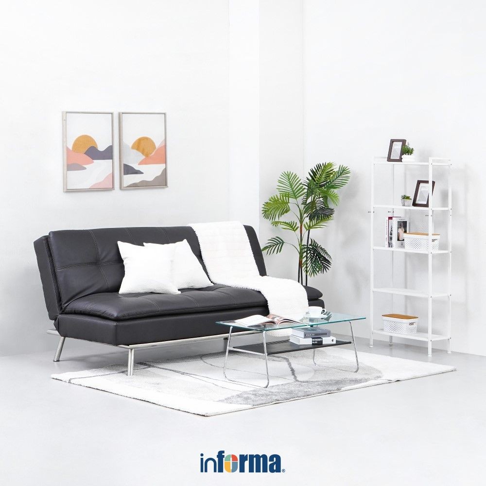 Informa Dayton Sofa Bed Kulit - Cokelat Tempat Duduk Multifungsi Sofa Tidur 2In1 Kursi Santai Serbag