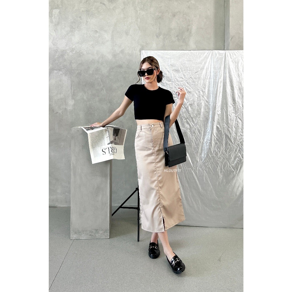PRODUK VIRAL HL Hana Korean Midi Skirt Y2K Realpict