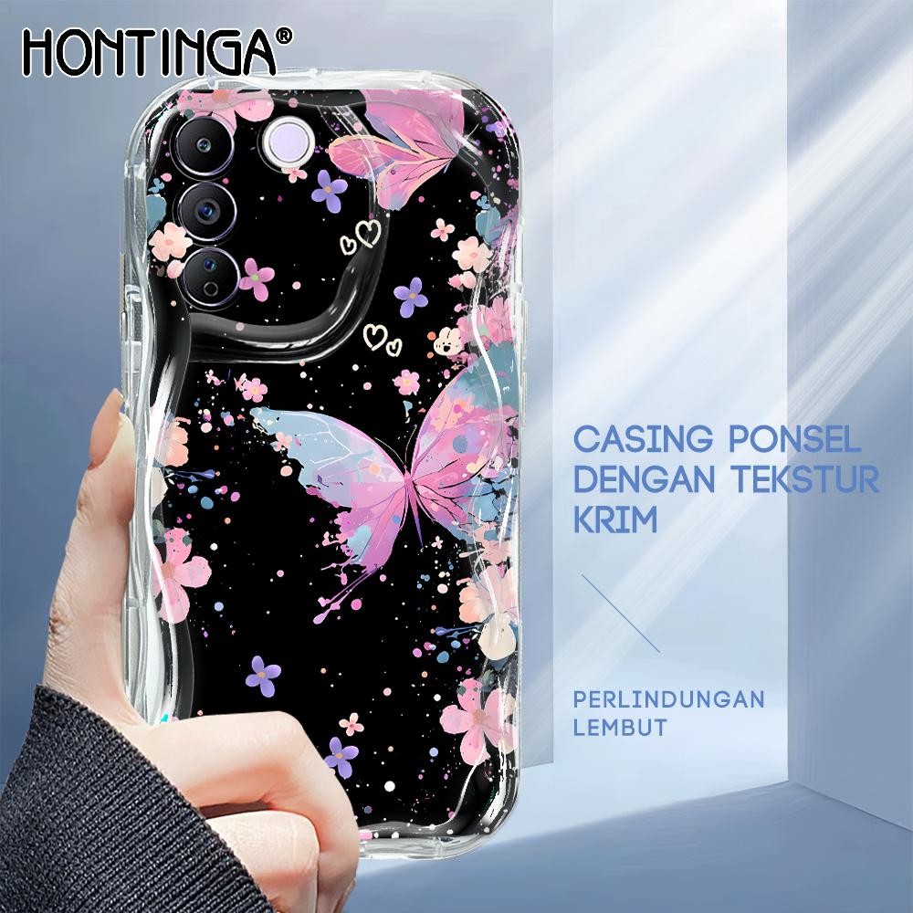 Hontinga Untuk Vivo V27E Hp Casing Soft Cassing Sofcase Phone Case Color Butterfly 6391 Softcase Kes