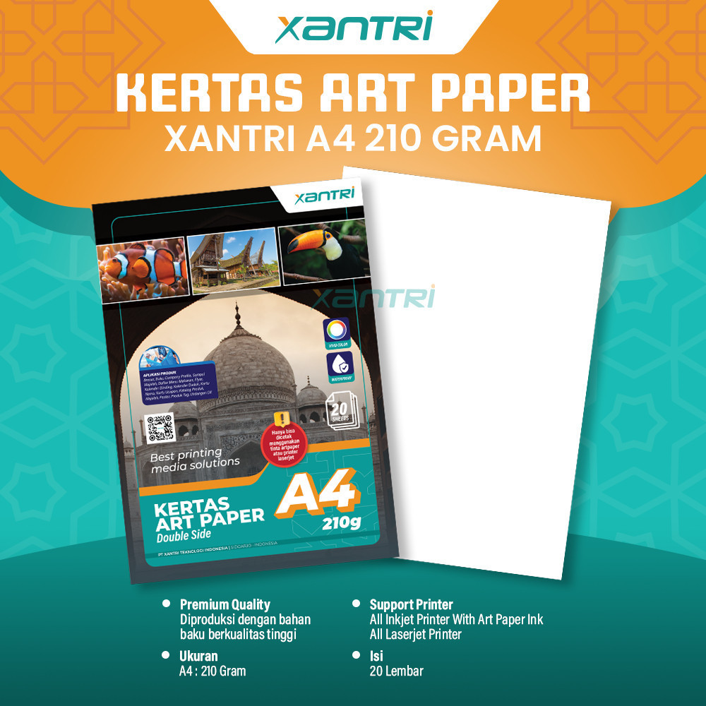 

Xantri - Kertas Art Paper Double Side A4 210gsm Photo Paper A4 20 Pcs / Pack For Printer Inkjet Kertas Art Karton Cartoon Carton