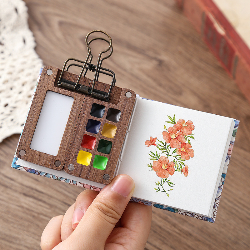 

Portable Travel Wooden Handmade 8 Grid 0.5ml Watercolor Paint Palette Oil Paints Tray Box Empty Box Mini Black Walnut Paint Box