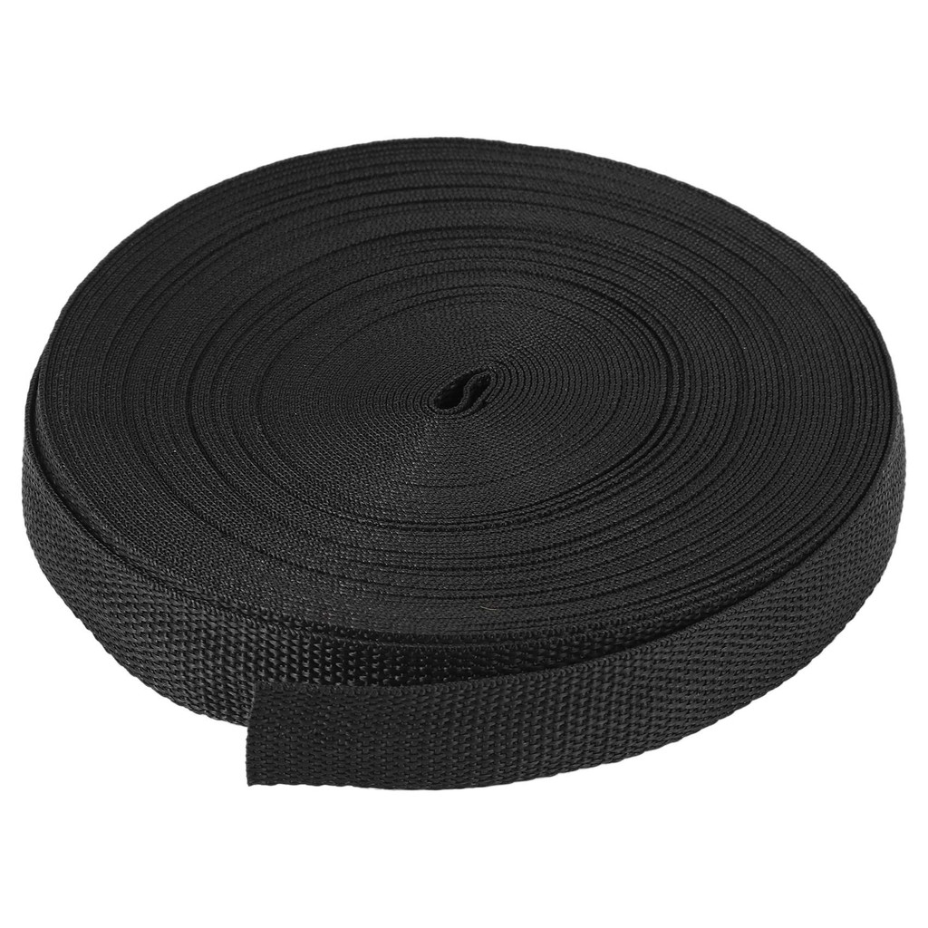 

25mmx20m Roll Nylon Tape Strap For Webbing Bag Strapping Belt Making DIY Craft - Black