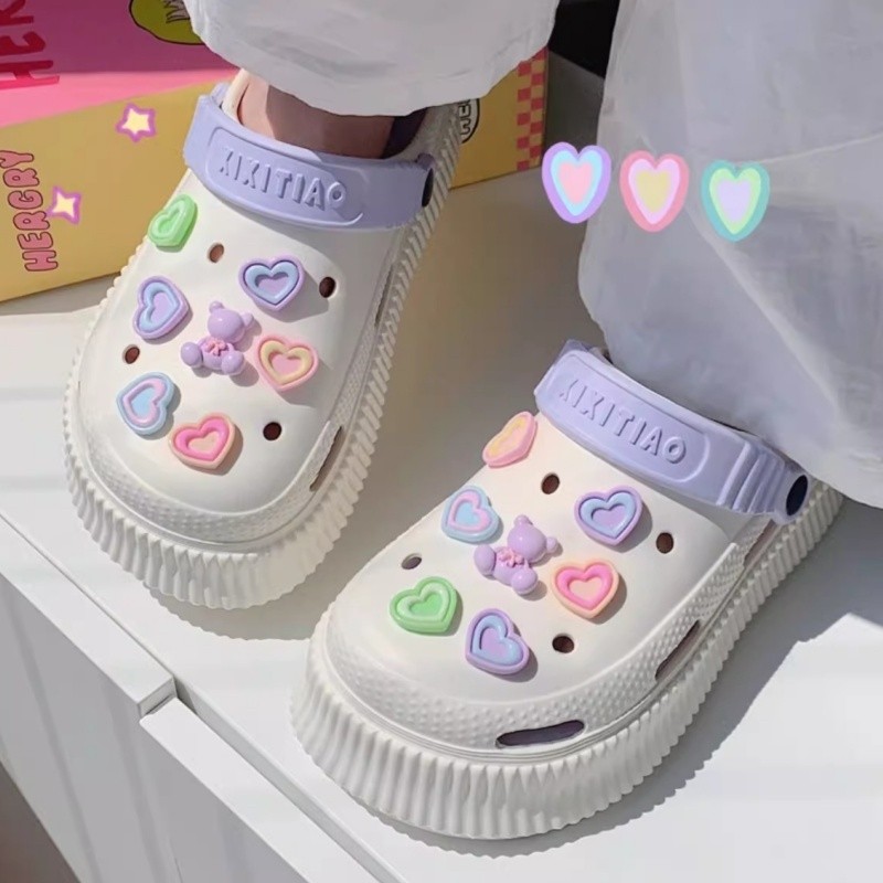 Sepatu Baim Sepatu Baim DIY Permen Kreatif Lucu Sandal Pasangan Bersol Tebal Peninggi Wanita