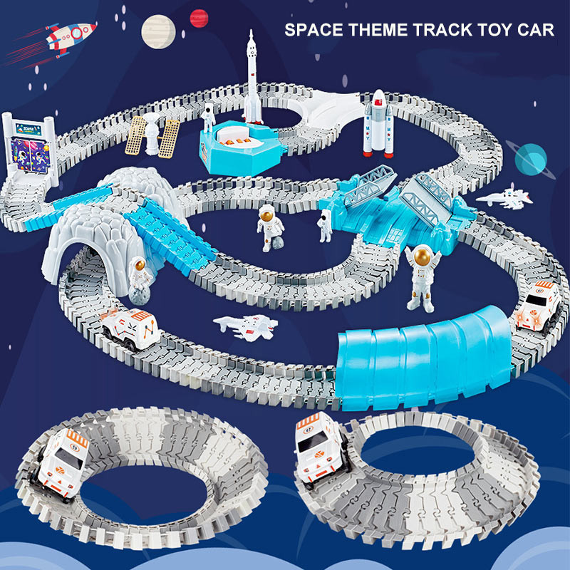 kids electric track toy Space Mini Car Set Puzzle Boy toy Space themed track car toy Children's birt